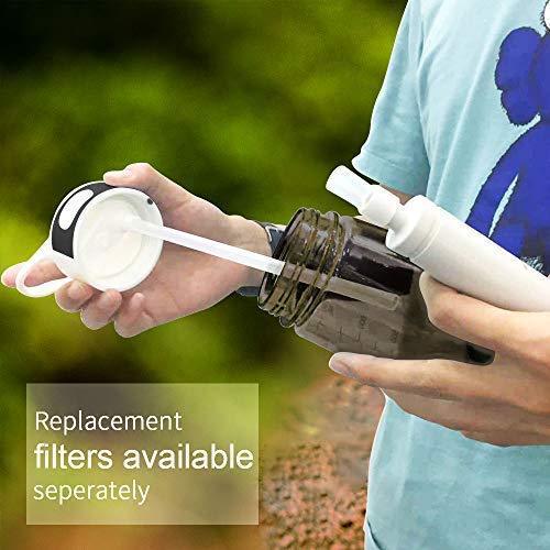 Water Bottle with Filter BOTTLED JOY 25oz BPA Free with Replaceable 2-Stage Water Filter Straw Hollow Fiber Membrane Reusable for Hiking Camping Backpacking Hunting Fishing Emergency Survival