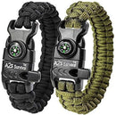 A2S Protection Paracord Bracelet K2-Peak – Survival Gear Kit with Embedded Compass, Fire Starter, Emergency Knife & Whistle EDC Hiking Gear- Camping Gear