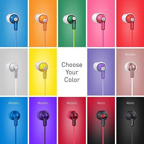 Panasonic ErgoFit In-Ear Earbud Headphones RP-HJE120-KA (Matte Black) Dynamic Crystal-Clear Sound, Ergonomic Comfort-Fit