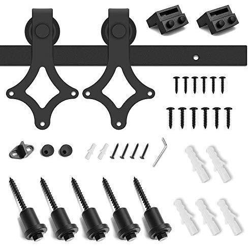 5FT Heavy Duty Sturdy Sliding Barn Door Hardware Kit -Super Smoothly and Quietly - Simple and Easy to Install - Includes Step-by-Step Installation Instruction -Fit 30" Wide Door(Rhombic Shape Hanger)