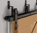 ZEKOO Rustic 6 FT by Pass Barn Doors Hardware Sliding Black Steel Big Wheel Roller Track for Double Wooden Doors