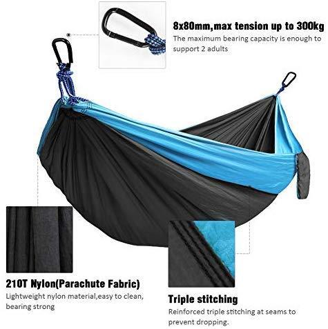 Kootek Camping Hammock Double & Single Portable Hammocks with 2 Tree Straps, Lightweight Nylon Parachute Hammocks for Backpacking, Travel, Beach, Backyard, Patio, Hiking