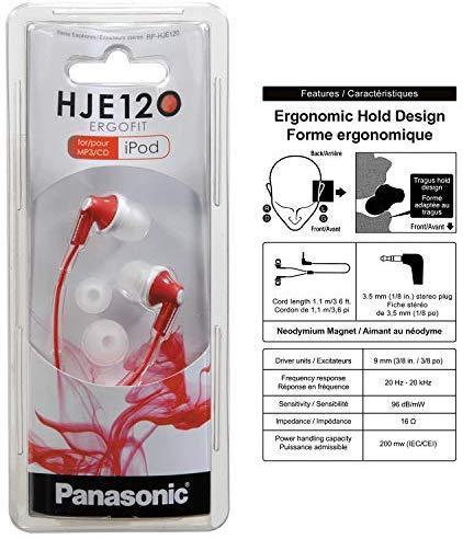 Panasonic ErgoFit In-Ear Earbud Headphones RP-HJE120-K (Black) Dynamic Crystal Clear Sound, Ergonomic Comfort-Fit