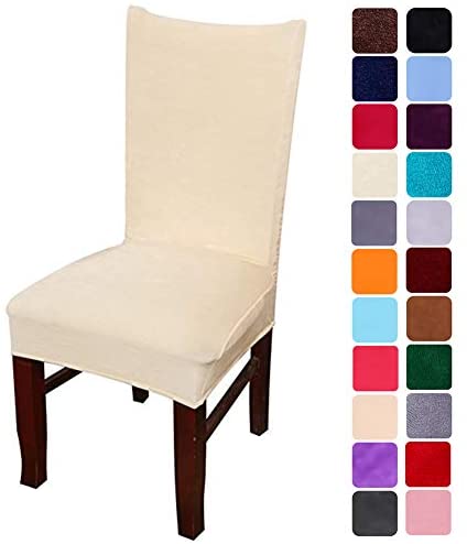 Smirly Velvet Stretch Dining Room Chair Covers Soft Removable Dining Chair Slipcovers Set of 2, Peacock Green