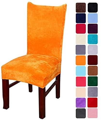 Smirly Velvet Stretch Dining Room Chair Covers Soft Removable Dining Chair Slipcovers Set of 2, Peacock Green