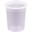 [24 Sets- 32 oz.] Plastic Deli Food Storage Containers With Airtight Lids