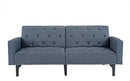 Modern Tufted Bonded Leather Sleeper Futon Sofa with Nailhead Trim in White, Black (Black)