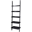 LEAN ON US Tangkula Ladder Bookcase 5-Tier Wood Leaning Shelf Wall Plant Shelf Ladder for Home Office Modern Flower Book Display Shelf Storage Rack Stable A-Frame Wooden Ladder Shelf (Black)