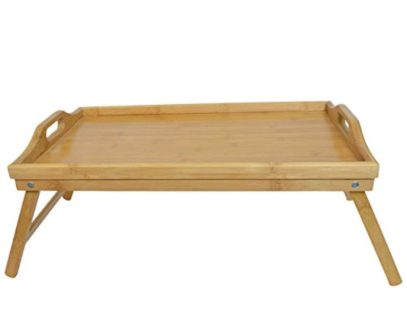 Vina Bamboo Bed Breakfast Tray Table with Folding Legs and Both Sides Handle, 19" L x 12" W x 9" H, Best for Food Dish Plates & Laptop Computer