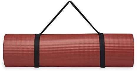 Gaiam Essentials Thick Yoga Mat Fitness & Exercise Mat with Easy-Cinch Yoga Mat Carrier Strap (72"L x 24"W x 2/5 Inch Thick)