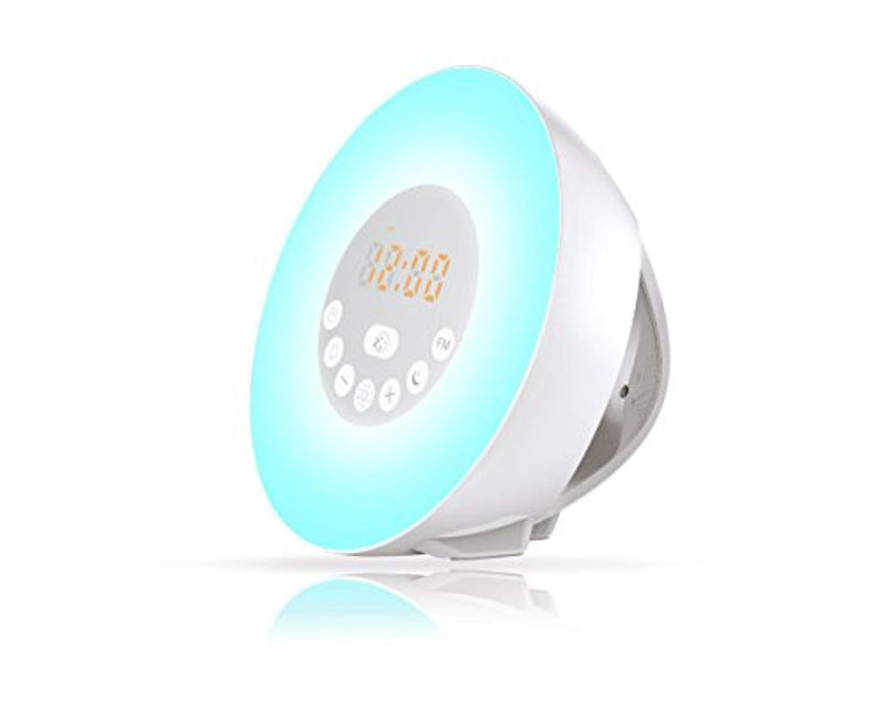 Wake up Light with Sunrise Digital alarm clock- with Multi-Colorful Night Light, 6 Nature Sounds, FM Radio,Digital Clock,Sunrise and Sunset Simulation Perfect Suit for Adults and kids-Gift Set