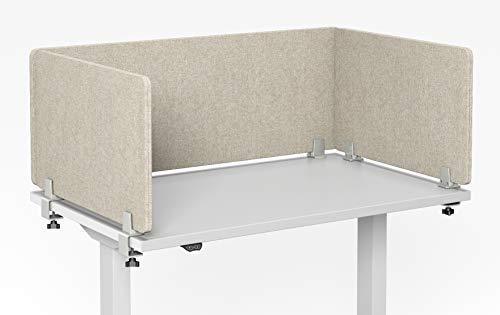VaRoom Acoustic Desktop Privacy Divider, 23”W x 18”H Sound Absorbing Clamp-on Cubicle Desk Divider Partition Panel in Light Grey Tackable Fabric