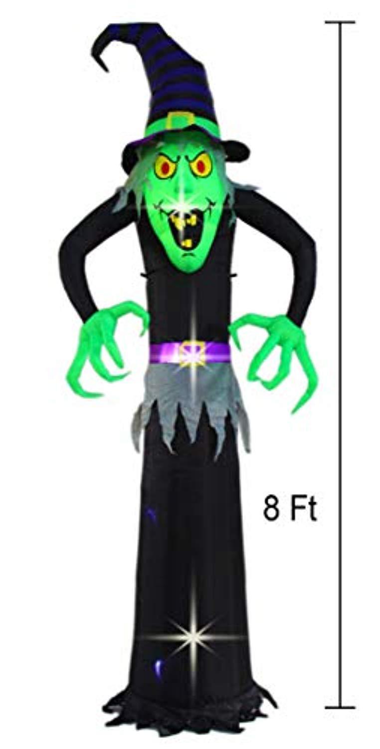 SEASONBLOW 8 Ft Halloween Inflatable Witch Ghost Decoration Lantern Inflatables for Home Indoors Outdoors Yard Lawn Party Supermarket
