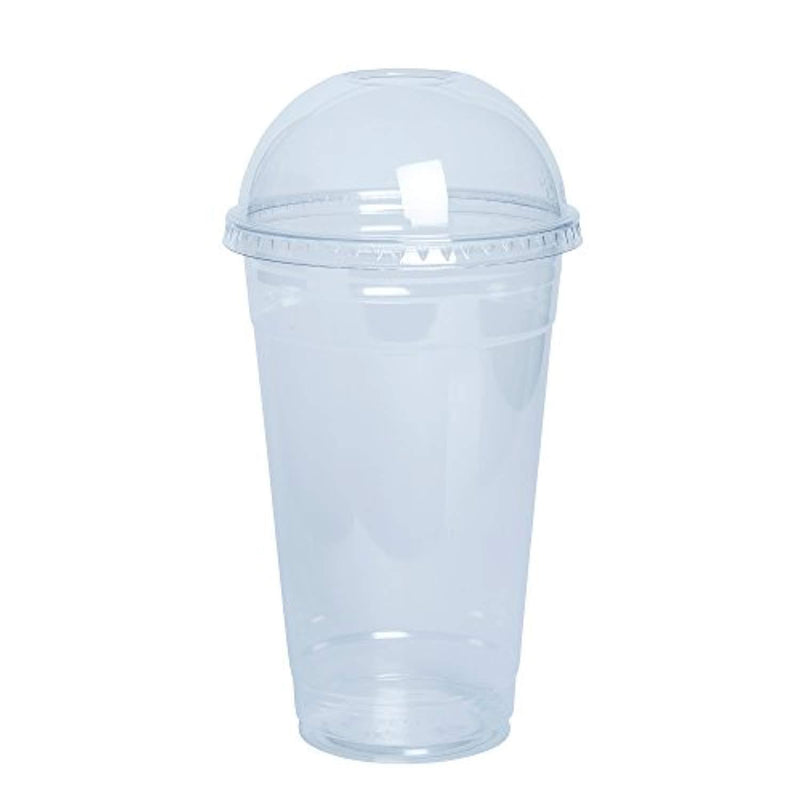 [100 Sets - 24 oz.] Crystal Clear Plastic Cups With Dome Lids by Comfy Package