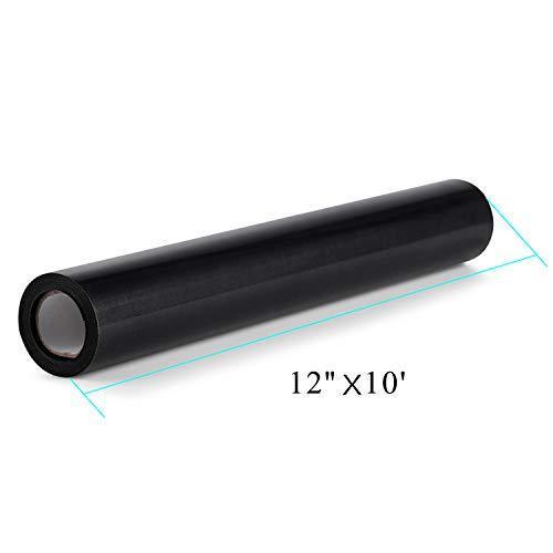 Heat Transfer Vinyl 12" x 10' Feet Rolls, PU HTV Bundle by Somolux for Cricut and Silhouette Cameo Easy to Cut & Weed, DIY Heat Press Design for T-Shirt, Clothes, Hats and Other Textiles (Black)