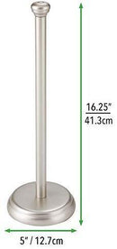 mDesign Decorative Metal Free-Standing Toilet Paper Holder Stand with Storage for 3 Rolls of Toilet Tissue - for Bathroom/Powder Room - Holds Mega Rolls - Satin