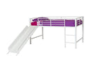 DHP Junior Twin Metal Loft Bed with Slide, Multifunctional Design, White with White Slide