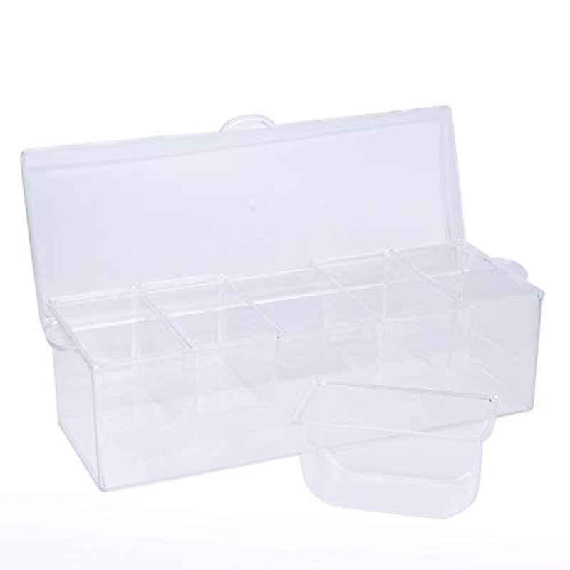 Tebery Large Clear Chilled Condiment Server with Lid and 5 Removable Compartments