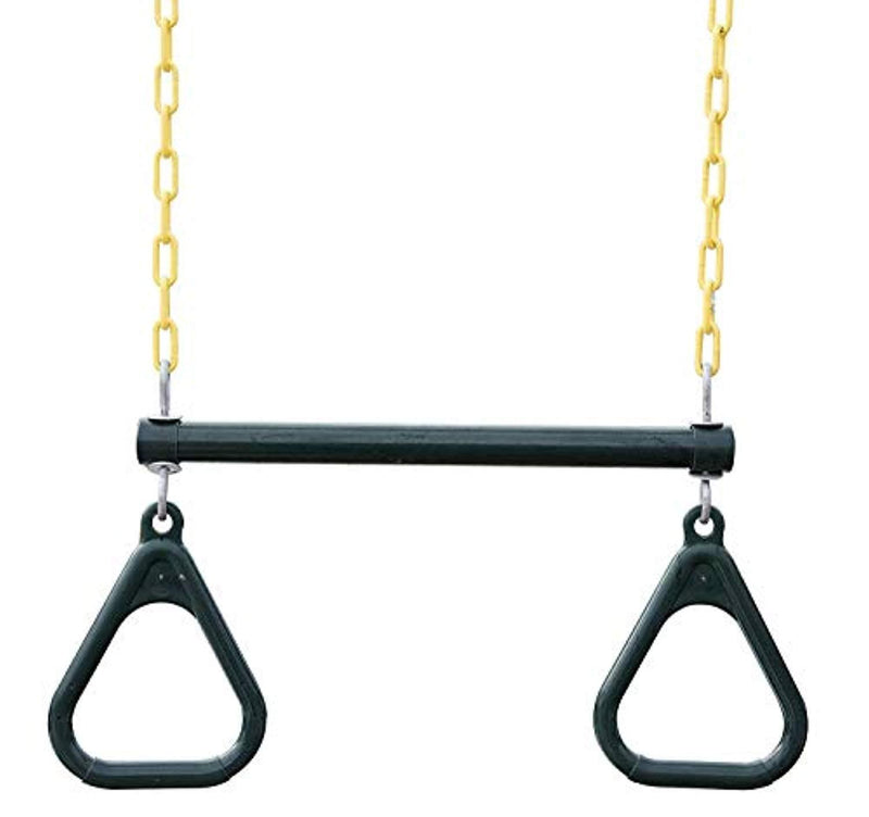 18" Trapeze Bar with Rings - Heavy Duty Steel with Plastic Coated Chains