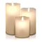 VoKalm Flickering Flames Candles - Realistic LED Dancing Flame Light - Indoor and Outdoor Batter Operated with Remote Control Timer - Moving Wick - 3 Pillar Unscented Ivory Flicker Candle Set