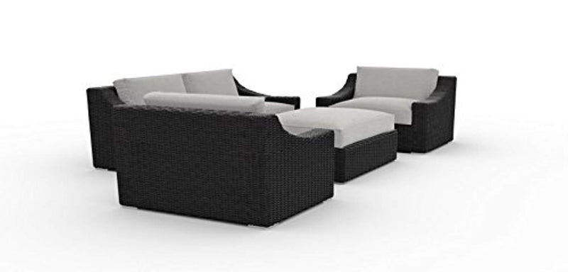 Toja Bretton Outdoor Patio Sofa Set (4 pcs) | Wicker Rattan Body with Sunbrella Cushions (Cast Silver)