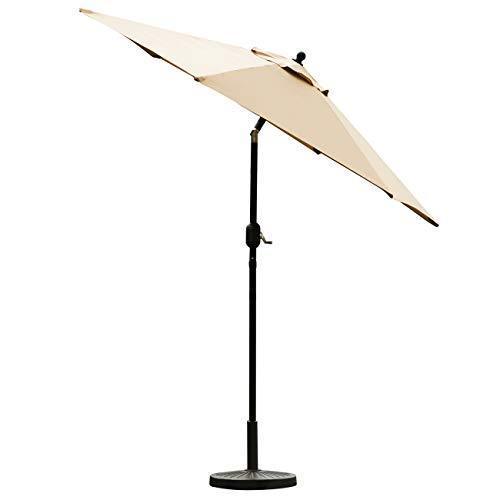 Sunnyglade 7.5' Patio Umbrella Outdoor Table Market Umbrella with Push Button Tilt/Crank, 6 Ribs (Tan)