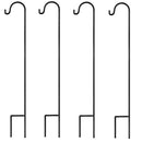 GrayBunny Shepherd Hook, 35 inch Black, Set of 4 Solid (Non-Hollow) Single Piece (No Assembly), Strong Rust Resistant Premium Metal Hanger For Weddings Plant Baskets Solar Lights Lanterns & Mason Jars