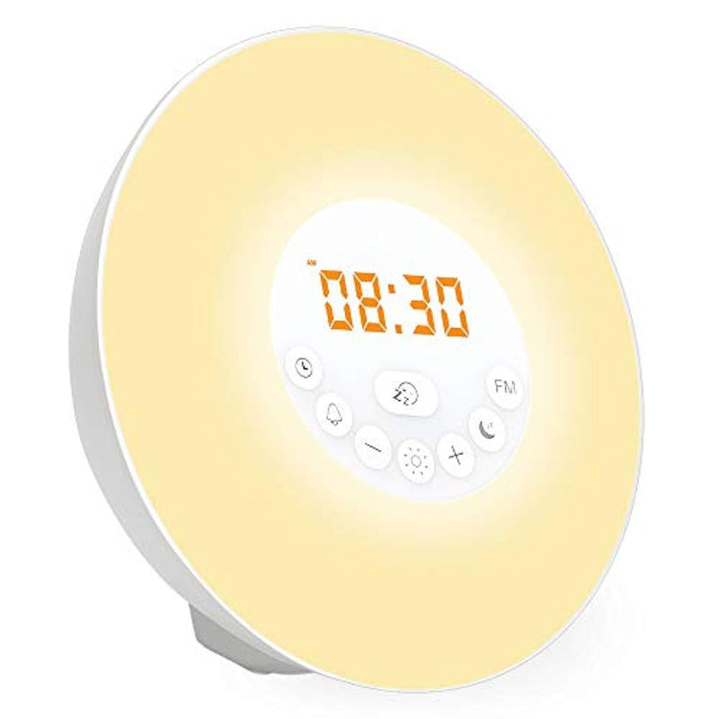 Wake Up Light, myfree Nature Light Sunrise Simulation Alarm Clock Touch Control Night Light for Bedrooms, Snooze Function Wake-Up Light with USB Charger FM Radio for Heavy Sleepers