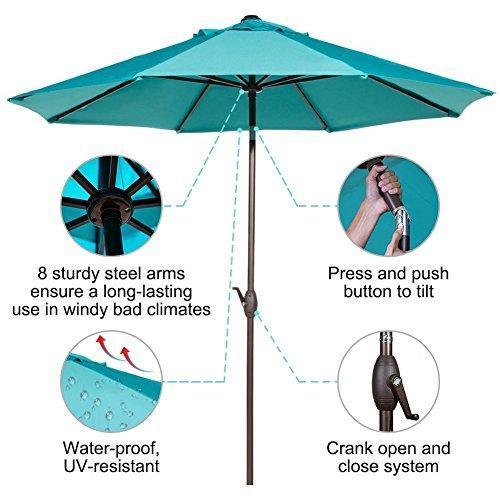 Grand Patio 10 FT Super Sturdy Aluminum Patio Umbrella, UV Protected Outdoor Umbrella, Green