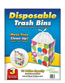 Clean Cubes 13 Gallon Disposable Trash Cans & Recycling Bins, 3 Pack (White)