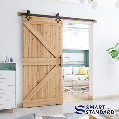 5FT Heavy Duty Sturdy Sliding Barn Door Hardware Kit -Super Smoothly and Quietly - Simple and Easy to Install - Includes Step-by-Step Installation Instruction -Fit 30" Wide Door(Rhombic Shape Hanger)