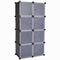 C&AHOME 8 Cube Storage Organizer Toy Rack Cabinet Wardrobe DIY Black Closet with White Doors