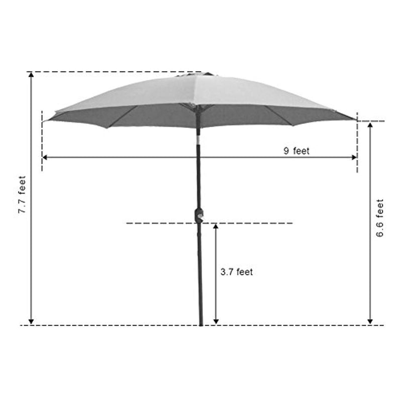 Sundale Outdoor 9 Feet Aluminum Market Umbrella Table Umbrella with Crank and Push Button Tilt for Patio, Garden, Deck, Backyard, Pool, 8 Fiberglass Ribs, 100% Polyester Canopy (Black)