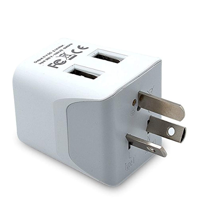 Ceptics CTU-16 USA to Australia, New Zealand, China Travel Adapter Plug with Dual USB - Type I - Dual Inputs - Ultra Compact