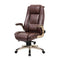 Worpson High Back Bonded Leather Executive Office Chair - Flip-up Arms, Adjustable Recline Locking Mechanism, Thick Padding and Lumbar Support Task Chair - Brown