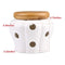 White Stoneware Garlic Keeper with Bamboo Lid and 12 Air Vent