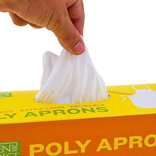 Green Direct White Disposable Plastic Aprons for Kitchen Cooking - Serving, 10 Packs of 100