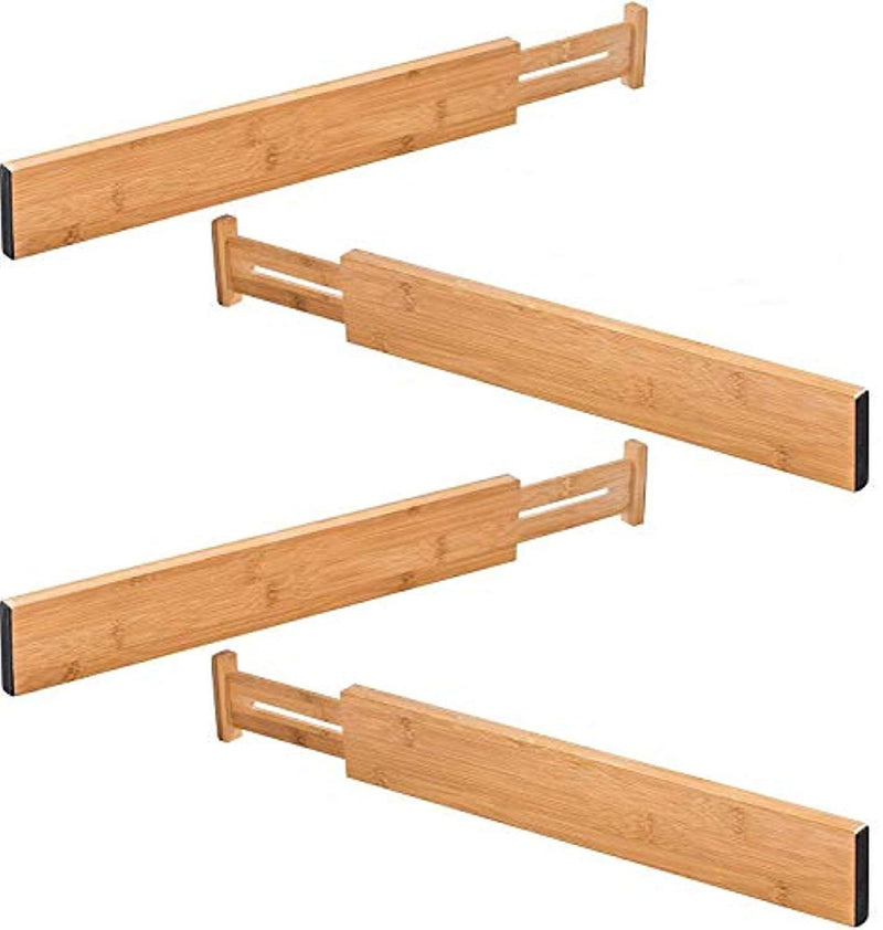 TILEMALL Bamboo Kitchen Drawer Dividers Drawer Organizers Expandable Drawer Dividers Wood Desk Drawer Organizers, Tray Organizer for Kitchen, Baby Drawer, Bathroom, Bedroom, Office or Dresser