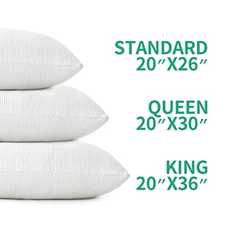 YOUMAKO Standard Size Shredded Memory Foam Pillow with Cooling Zippered Washable Bamboo Cover，Hypoallergenic Sleeping Bed Pillow for Home and Luxury Hotel