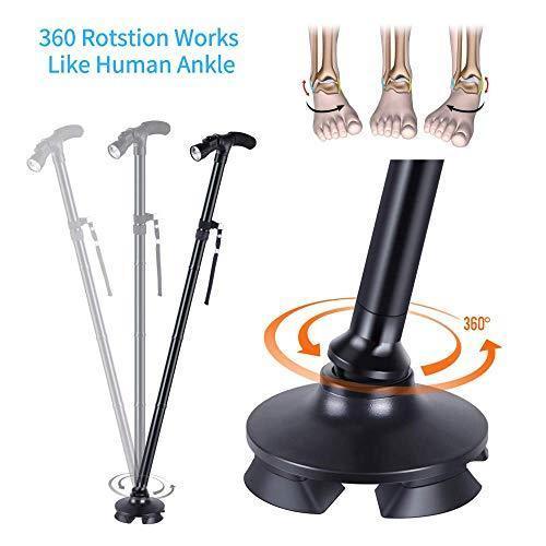 LabNovations Medical Posture Walking Cane, Portable Self-Standing 10 Height Lightweight Adjustable, Folding, Collapsible Hand Walking Stick for Men & Women. 360 Traction Tip