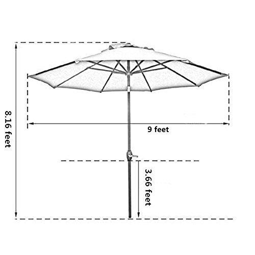 Blissun 9' Outdoor Market Patio Umbrella with Push Button Tilt and Crank, 8 Ribs (Tan)