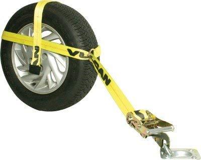 VULCAN High-Viz Adjustable Loop Auto Tie Downs with Snap Hook - 3300 lbs. Safe Working Load, 4 Pack - Easily Trailer Any Car, Truck, SUV, Jeep, Or Sportscar