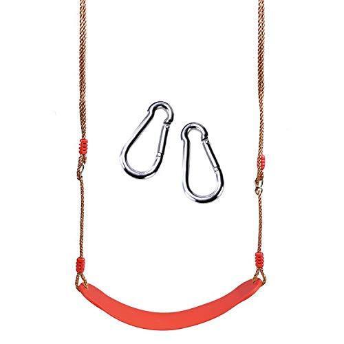 RedSwing Children Outdoor Swing Seat with 57-86" Rope, Kids Safety Playground Swing Seat Replacement, Belt Swing, Red