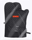 KeShi Kitchen Oven Mitts Set, Oven Mitts and Pot Holders, Heat Resistant with Quilted Cotton Lining, Non-Slip Surface 4 Pieces for Cooking, Baking, Grilling, Barbecue (Gray)