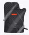 KeShi Kitchen Oven Mitts Set, Oven Mitts and Pot Holders, Heat Resistant with Quilted Cotton Lining, Non-Slip Surface 4 Pieces for Cooking, Baking, Grilling, Barbecue (Gray)