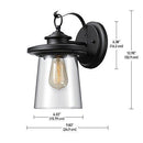 Globe Electric Bowery 1-Light Outdoor Indoor Wall Sconce, Matte Black, Clear Glass Shade 44176