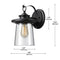 Globe Electric Bowery 1-Light Outdoor Indoor Wall Sconce, Matte Black, Clear Glass Shade 44176