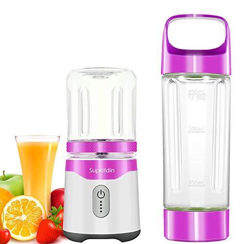 Supkitdin Personal Portable Blender for Shakes and Smoothies,with 2 FDA Approved Cups, Rechargeable, Powerful 6 Blades for Superb Mixing(Green) Green Green