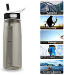 Water Bottle with Filter BOTTLED JOY 25oz BPA Free with Replaceable 2-Stage Water Filter Straw Hollow Fiber Membrane Reusable for Hiking Camping Backpacking Hunting Fishing Emergency Survival