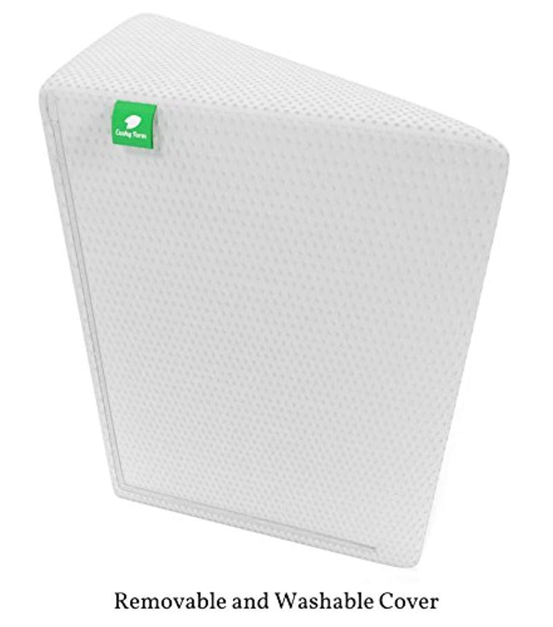 Cushy Form Bed Wedge Pillow with Memory Foam Top by Best for Sleeping, Reading, Rest or Elevation - Breathable and Washable Cover (12 Inch Wedge, White)